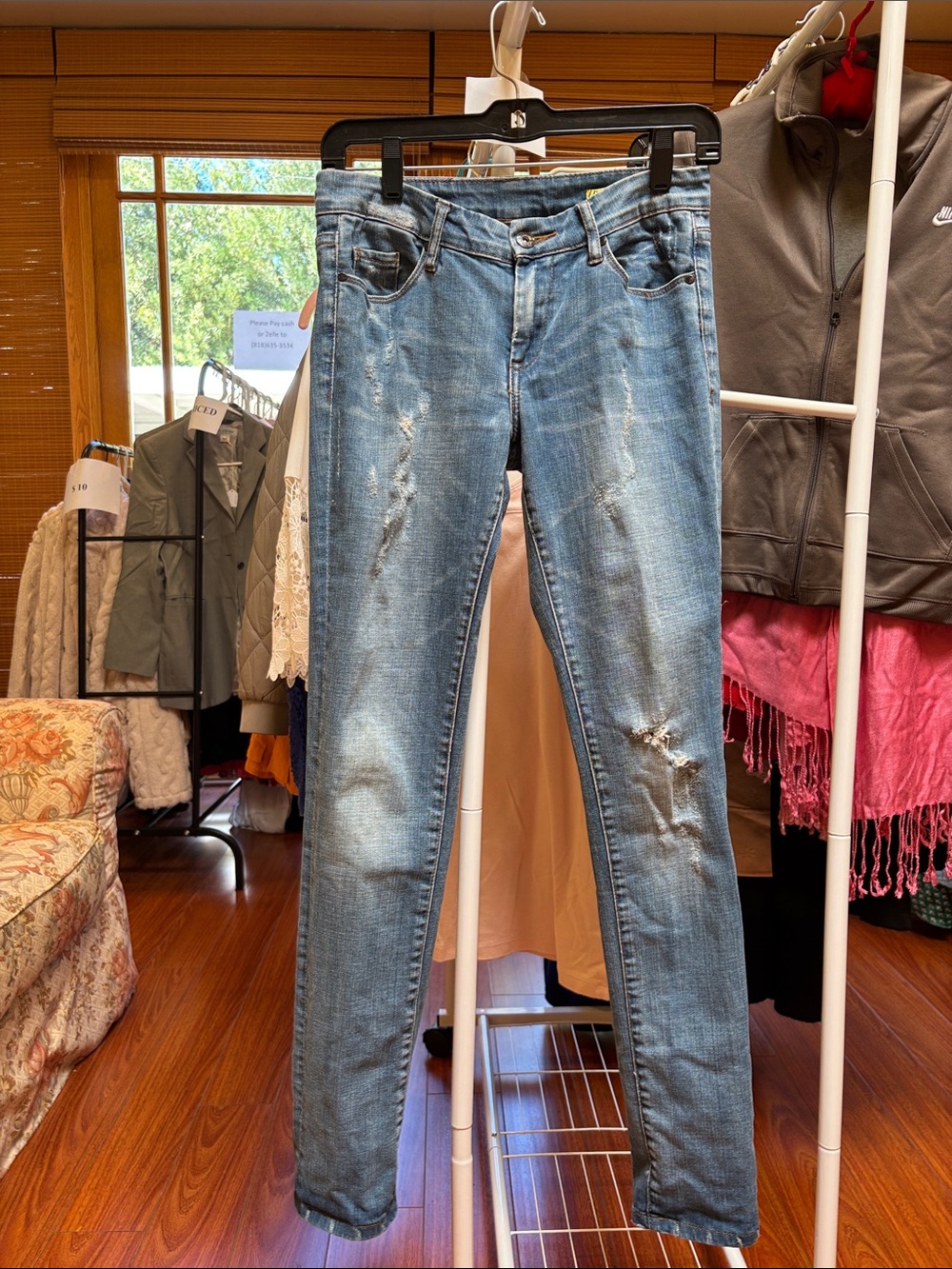 Blank NYC Size 27 Blue Straight-Leg Distressed Jeans